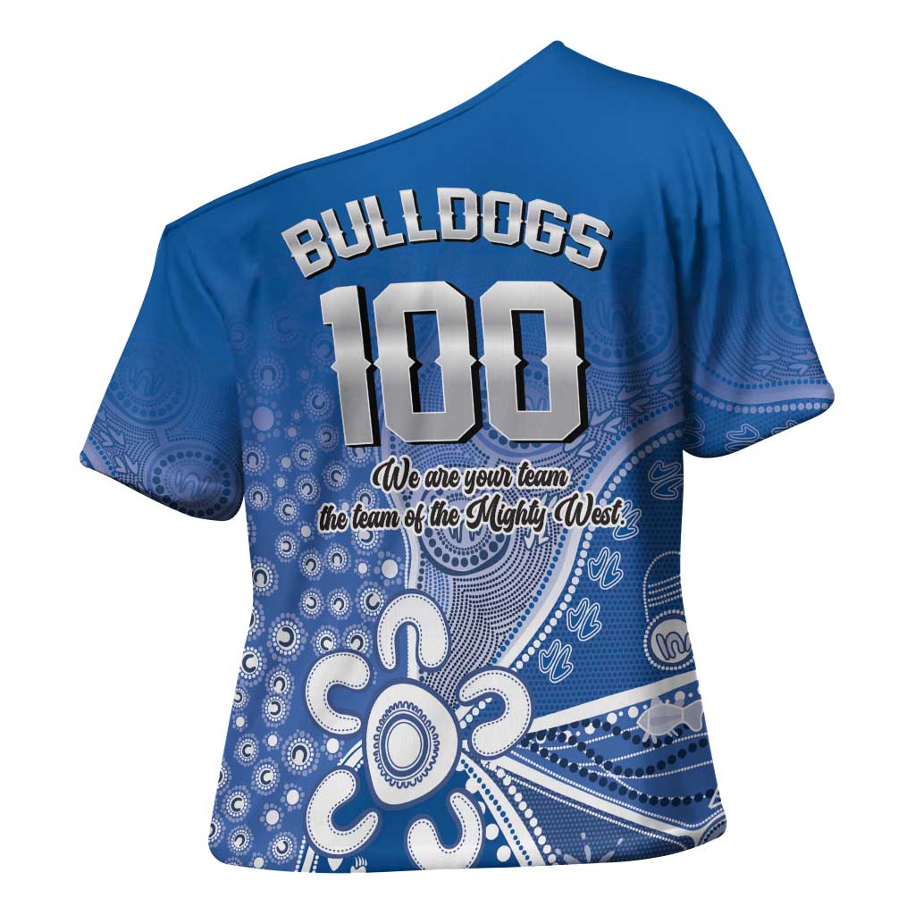 Bulldogs 100-year Anniversary Cross Shoulder Shirt Simple Aboriginal Motif - Aussie Hoodie
