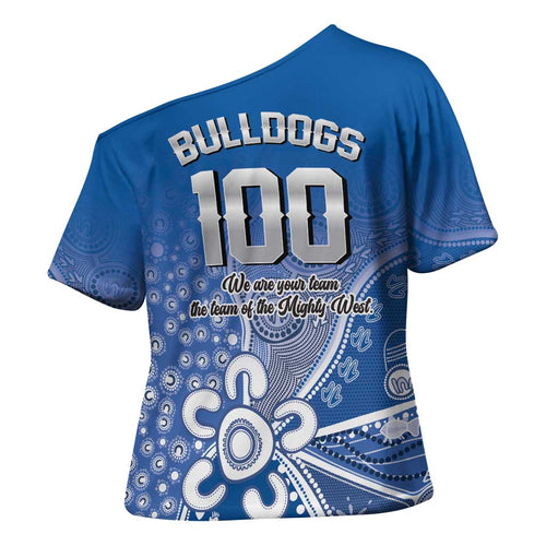 Bulldogs 100-year Anniversary Cross Shoulder Shirt Simple Aboriginal Motif - Aussie Hoodie