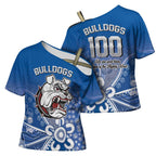 Bulldogs 100-year Anniversary Cross Shoulder Shirt Simple Aboriginal Motif - Aussie Hoodie