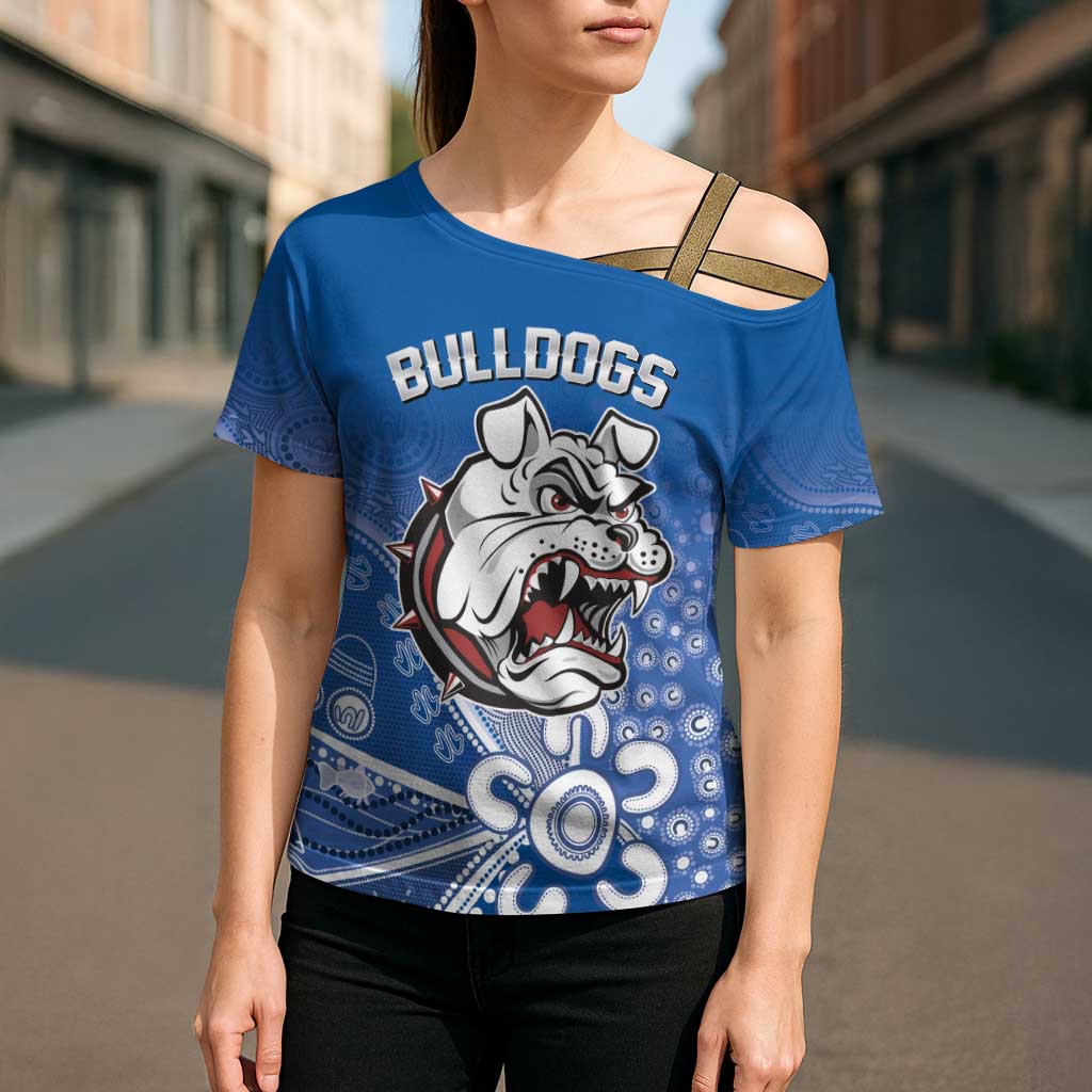 Bulldogs 100-year Anniversary Cross Shoulder Shirt Simple Aboriginal Motif - Aussie Hoodie