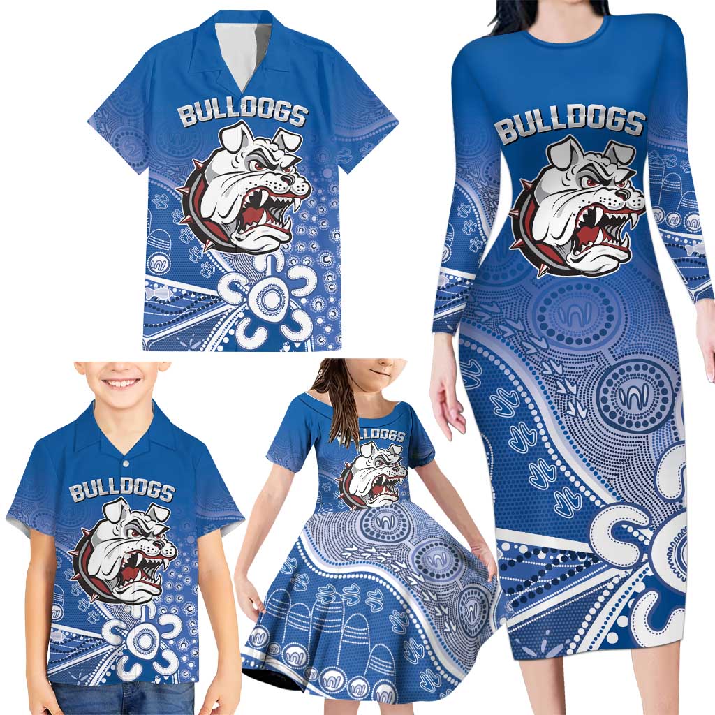 Bulldogs 100-year Anniversary Family Matching Long Sleeve Bodycon Dress and Hawaiian Shirt Simple Aboriginal Motif - Aussie Hoodie