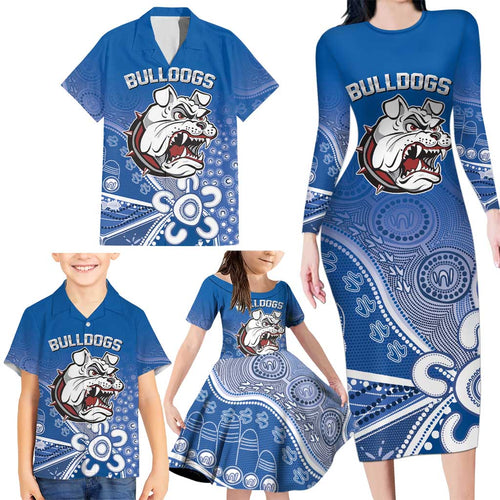 Bulldogs 100-year Anniversary Family Matching Long Sleeve Bodycon Dress and Hawaiian Shirt Simple Aboriginal Motif - Aussie Hoodie