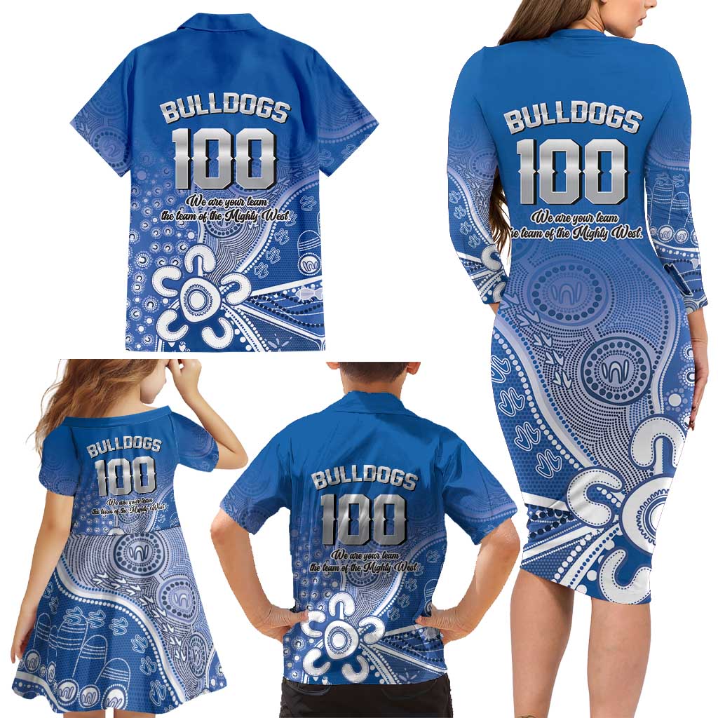 Bulldogs 100-year Anniversary Family Matching Long Sleeve Bodycon Dress and Hawaiian Shirt Simple Aboriginal Motif - Aussie Hoodie