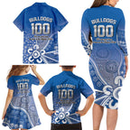 Bulldogs 100-year Anniversary Family Matching Long Sleeve Bodycon Dress and Hawaiian Shirt Simple Aboriginal Motif - Aussie Hoodie