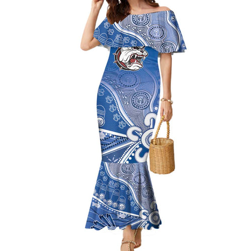 Bulldogs 100-year Anniversary Family Matching Mermaid Dress and Hawaiian Shirt Simple Aboriginal Motif - Aussie Hoodie