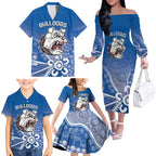 Bulldogs 100-year Anniversary Family Matching Off The Shoulder Long Sleeve Dress and Hawaiian Shirt Simple Aboriginal Motif - Aussie Hoodie