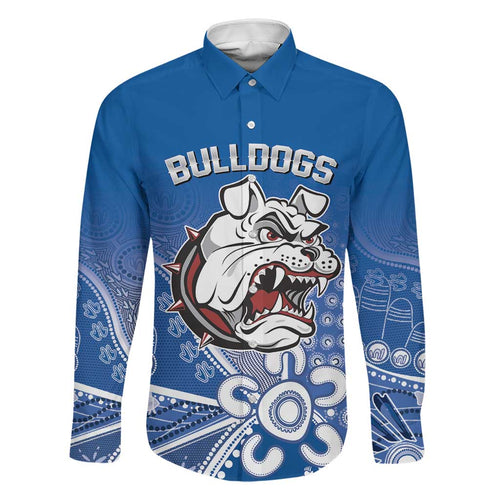 Bulldogs 100-year Anniversary Family Matching Off The Shoulder Long Sleeve Dress and Hawaiian Shirt Simple Aboriginal Motif - Aussie Hoodie