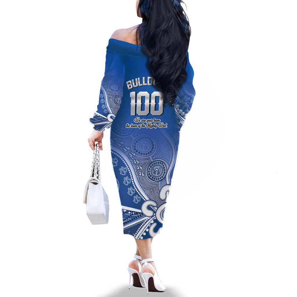 Bulldogs 100-year Anniversary Family Matching Off The Shoulder Long Sleeve Dress and Hawaiian Shirt Simple Aboriginal Motif - Aussie Hoodie