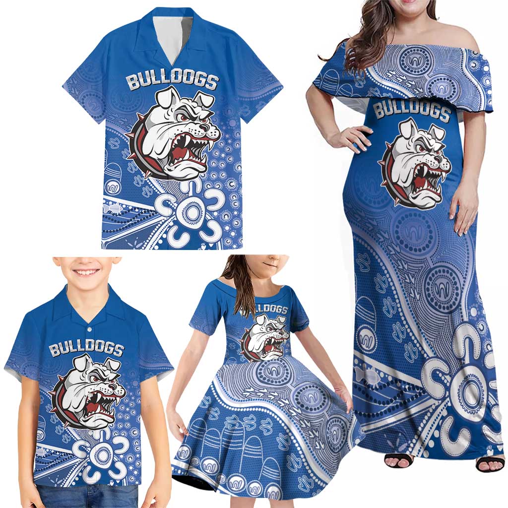 Bulldogs 100-year Anniversary Family Matching Off Shoulder Maxi Dress and Hawaiian Shirt Simple Aboriginal Motif - Aussie Hoodie