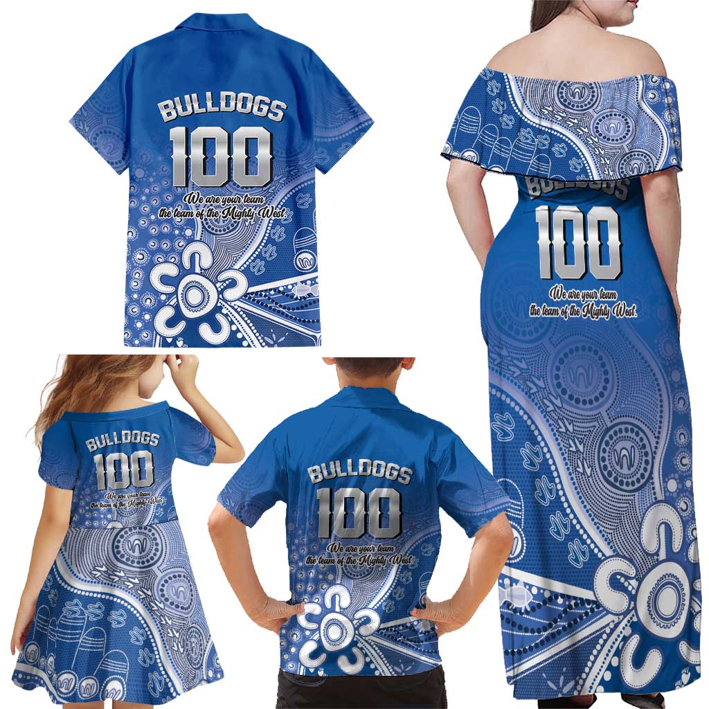 Bulldogs 100-year Anniversary Family Matching Off Shoulder Maxi Dress and Hawaiian Shirt Simple Aboriginal Motif - Aussie Hoodie