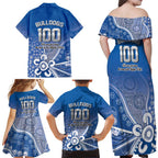 Bulldogs 100-year Anniversary Family Matching Off Shoulder Maxi Dress and Hawaiian Shirt Simple Aboriginal Motif - Aussie Hoodie