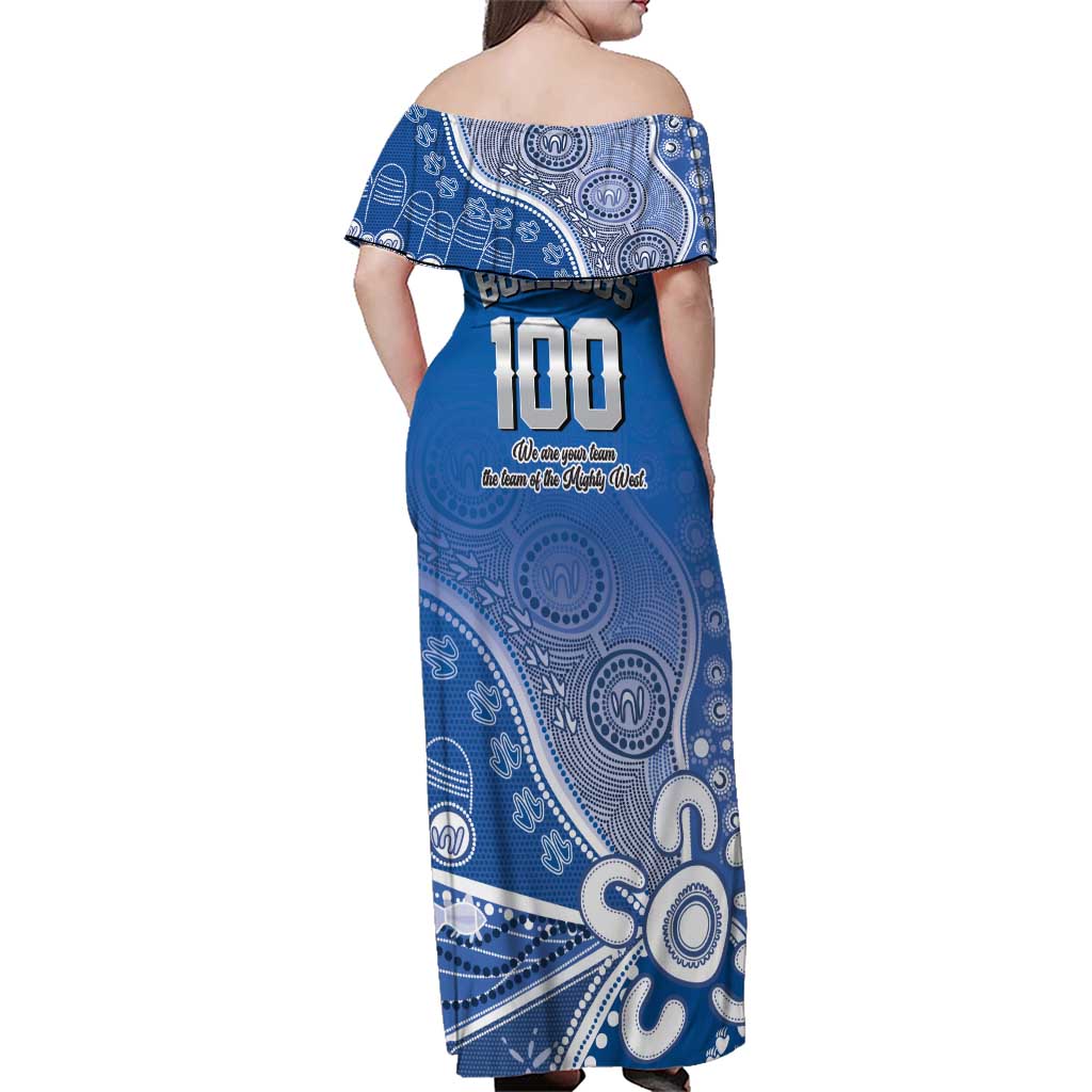 Bulldogs 100-year Anniversary Family Matching Off Shoulder Maxi Dress and Hawaiian Shirt Simple Aboriginal Motif - Aussie Hoodie
