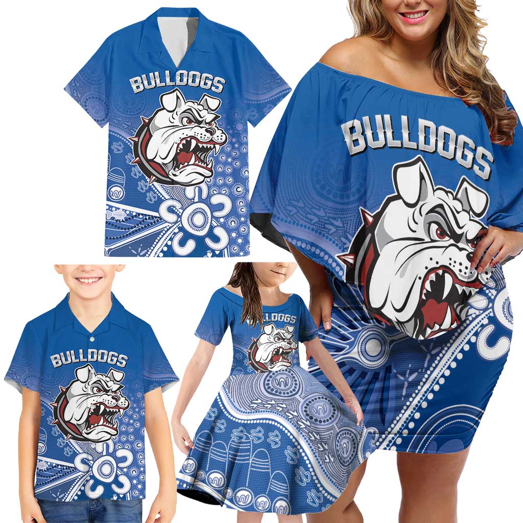 Bulldogs 100-year Anniversary Family Matching Off Shoulder Short Dress and Hawaiian Shirt Simple Aboriginal Motif - Aussie Hoodie