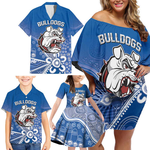 Bulldogs 100-year Anniversary Family Matching Off Shoulder Short Dress and Hawaiian Shirt Simple Aboriginal Motif - Aussie Hoodie