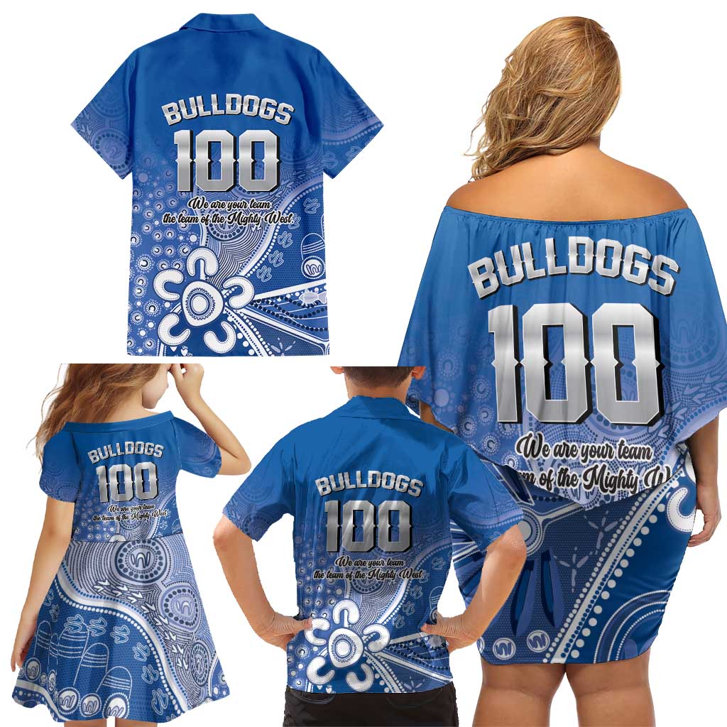 Bulldogs 100-year Anniversary Family Matching Off Shoulder Short Dress and Hawaiian Shirt Simple Aboriginal Motif - Aussie Hoodie