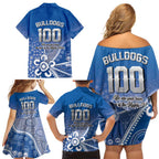 Bulldogs 100-year Anniversary Family Matching Off Shoulder Short Dress and Hawaiian Shirt Simple Aboriginal Motif - Aussie Hoodie