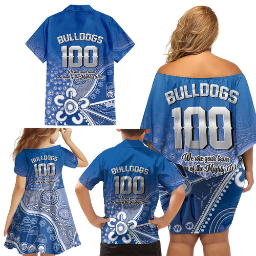 Bulldogs 100-year Anniversary Family Matching Off Shoulder Short Dress and Hawaiian Shirt Simple Aboriginal Motif - Aussie Hoodie