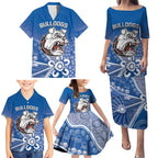 Bulldogs 100-year Anniversary Family Matching Puletasi and Hawaiian Shirt Simple Aboriginal Motif - Aussie Hoodie