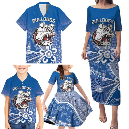 Bulldogs 100-year Anniversary Family Matching Puletasi and Hawaiian Shirt Simple Aboriginal Motif - Aussie Hoodie