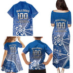 Bulldogs 100-year Anniversary Family Matching Puletasi and Hawaiian Shirt Simple Aboriginal Motif - Aussie Hoodie