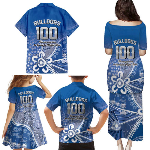 Bulldogs 100-year Anniversary Family Matching Puletasi and Hawaiian Shirt Simple Aboriginal Motif - Aussie Hoodie