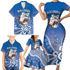 Bulldogs 100-year Anniversary Family Matching Short Sleeve Bodycon Dress and Hawaiian Shirt Simple Aboriginal Motif - Aussie Hoodie