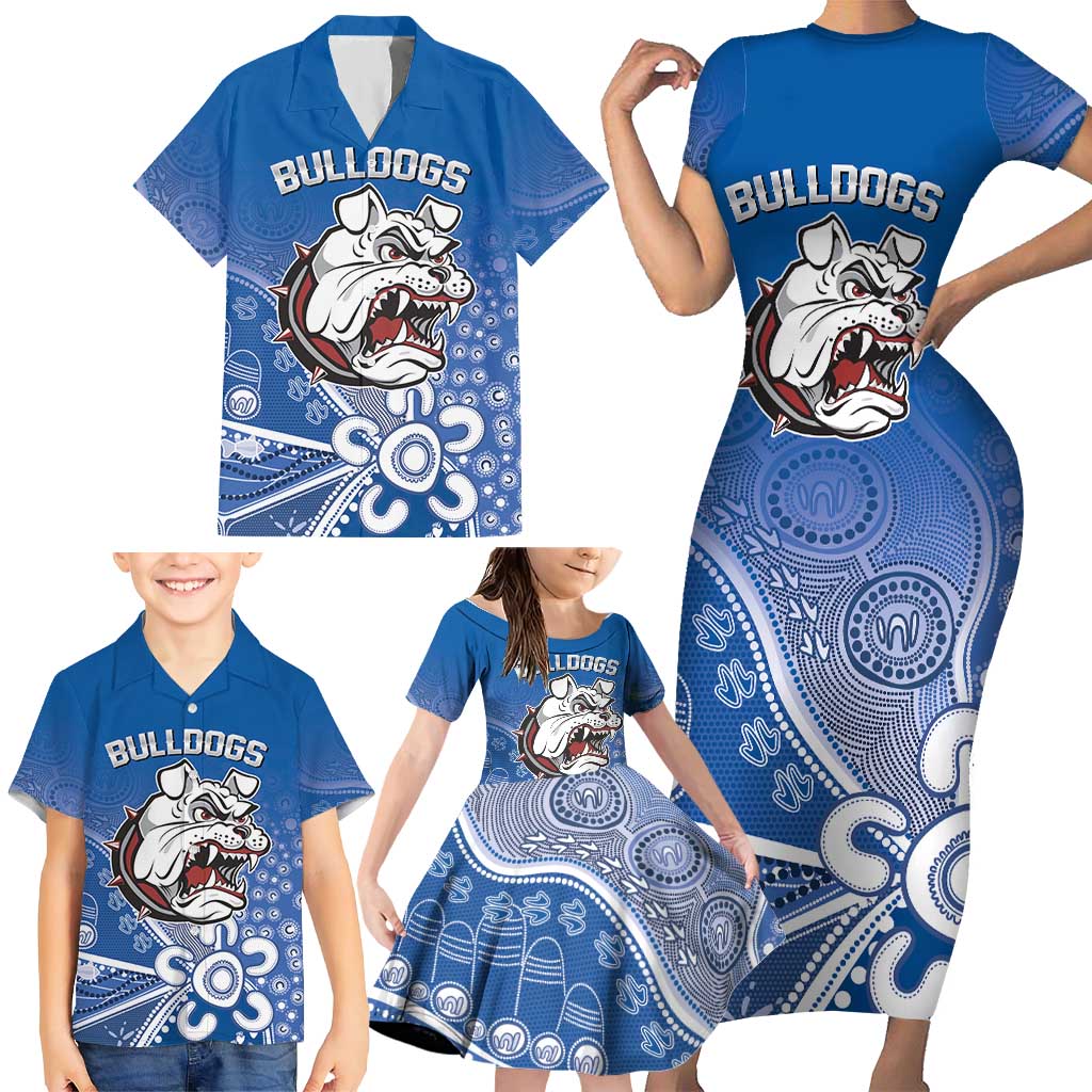 Bulldogs 100-year Anniversary Family Matching Short Sleeve Bodycon Dress and Hawaiian Shirt Simple Aboriginal Motif - Aussie Hoodie