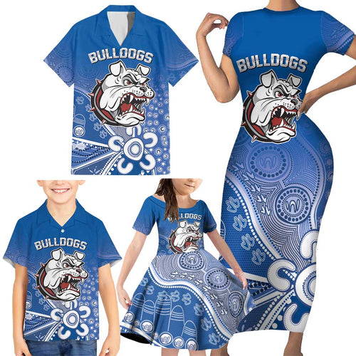 Bulldogs 100-year Anniversary Family Matching Short Sleeve Bodycon Dress and Hawaiian Shirt Simple Aboriginal Motif - Aussie Hoodie