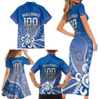 Bulldogs 100-year Anniversary Family Matching Short Sleeve Bodycon Dress and Hawaiian Shirt Simple Aboriginal Motif - Aussie Hoodie