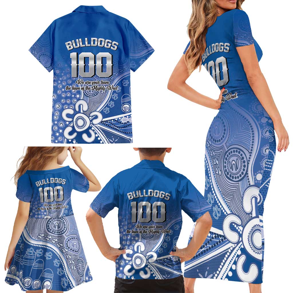 Bulldogs 100-year Anniversary Family Matching Short Sleeve Bodycon Dress and Hawaiian Shirt Simple Aboriginal Motif - Aussie Hoodie