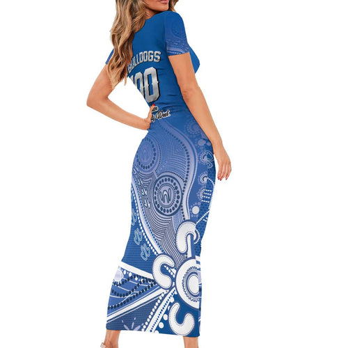 Bulldogs 100-year Anniversary Family Matching Short Sleeve Bodycon Dress and Hawaiian Shirt Simple Aboriginal Motif - Aussie Hoodie