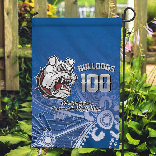Bulldogs 100-year Anniversary Garden Flag Simple Aboriginal Motif - Aussie Hoodie