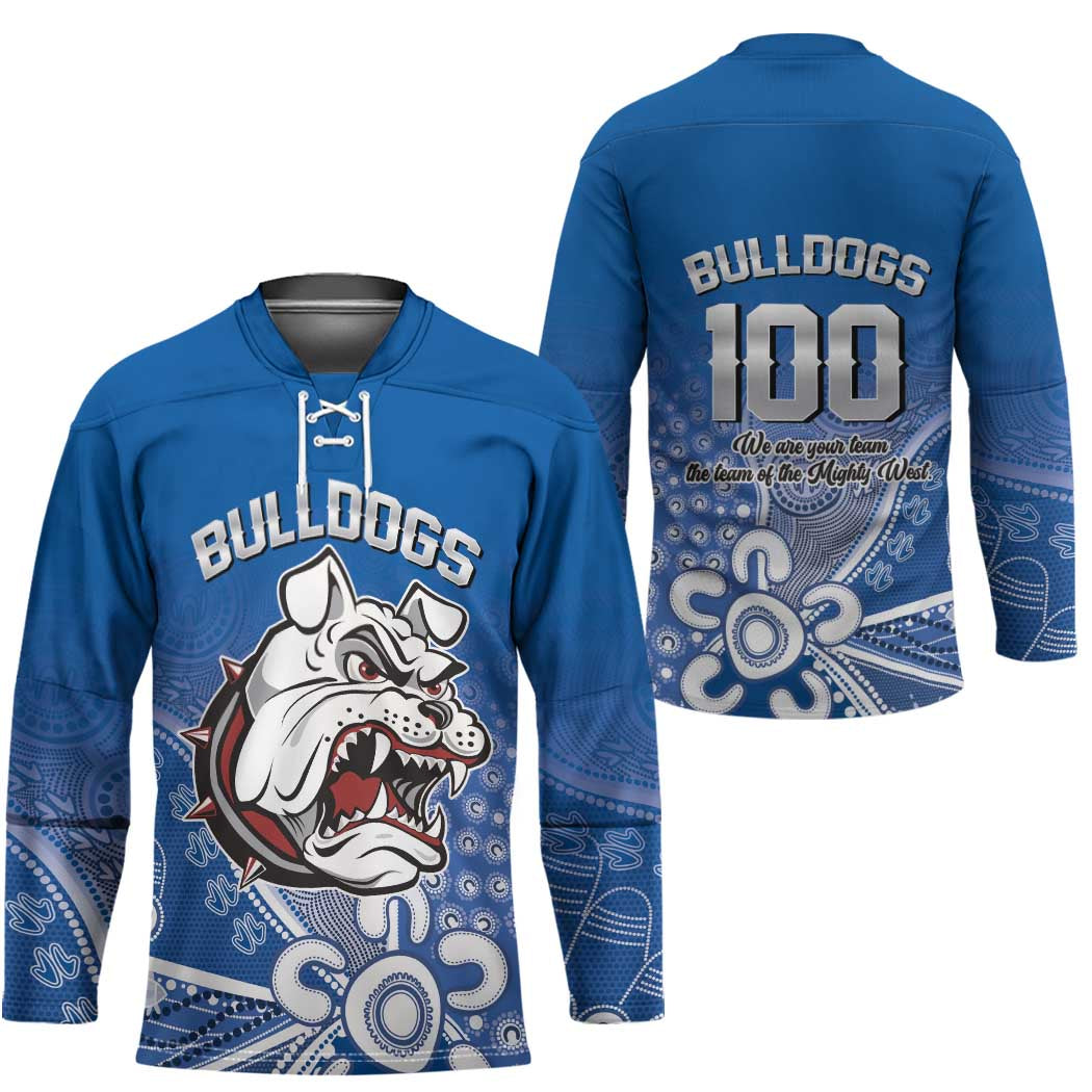 Bulldogs 100-year Anniversary Hockey Jersey Simple Aboriginal Motif - Aussie Hoodie
