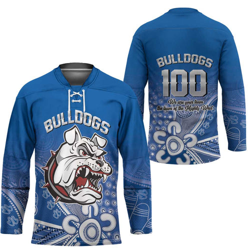 Bulldogs 100-year Anniversary Hockey Jersey Simple Aboriginal Motif - Aussie Hoodie