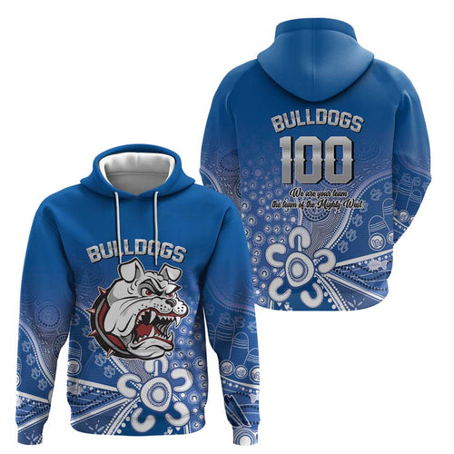 Bulldogs 100-year Anniversary Hoodie Simple Aboriginal Motif - Aussie Hoodie