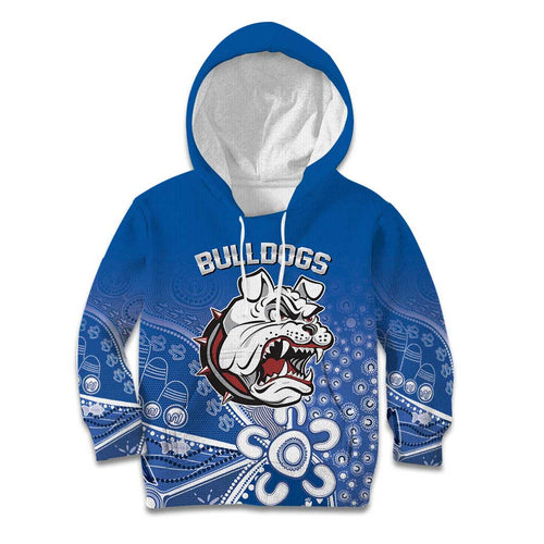Bulldogs 100-year Anniversary Kid Hoodie Simple Aboriginal Motif - Aussie Hoodie