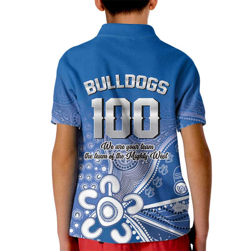 Bulldogs 100-year Anniversary Kid Polo Shirt Simple Aboriginal Motif - Aussie Hoodie