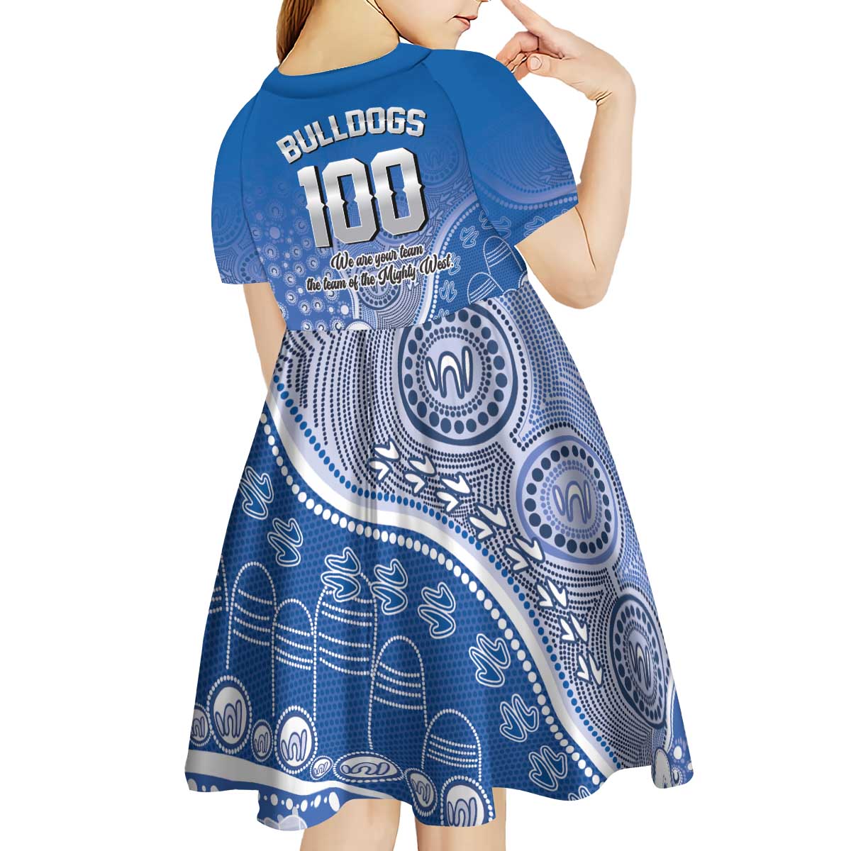 Bulldogs 100-year Anniversary Kid Short Sleeve Dress Simple Aboriginal Motif - Aussie Hoodie