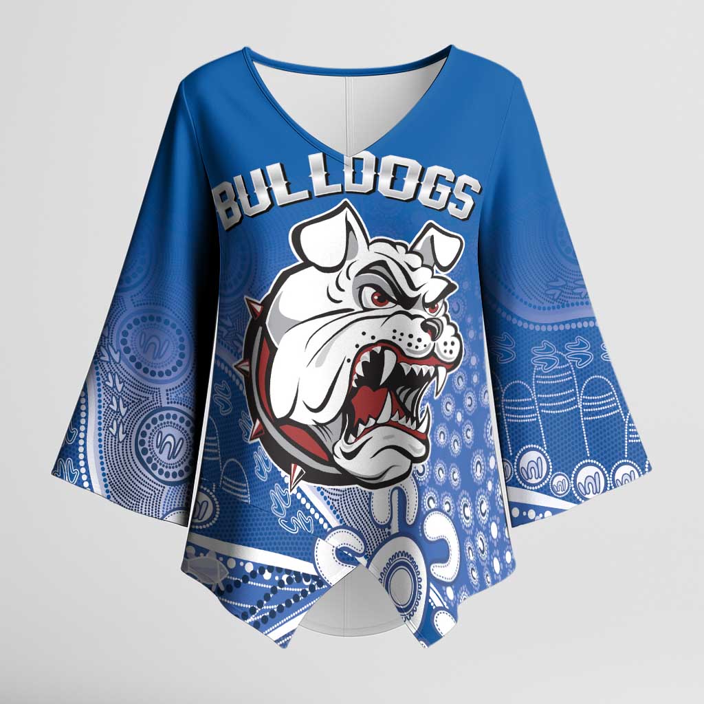 Bulldogs 100-year Anniversary Kimono Sleeve Blouse Simple Aboriginal Motif - Aussie Hoodie