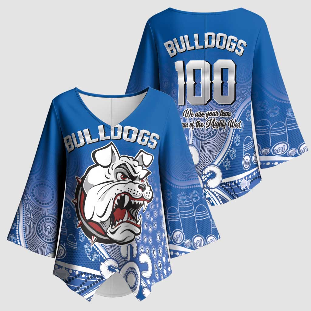 Bulldogs 100-year Anniversary Kimono Sleeve Blouse Simple Aboriginal Motif - Aussie Hoodie