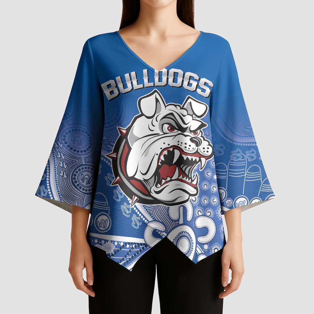 Bulldogs 100-year Anniversary Kimono Sleeve Blouse Simple Aboriginal Motif - Aussie Hoodie