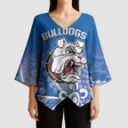 Bulldogs 100-year Anniversary Kimono Sleeve Blouse Simple Aboriginal Motif - Aussie Hoodie
