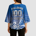 Bulldogs 100-year Anniversary Kimono Sleeve Blouse Simple Aboriginal Motif - Aussie Hoodie