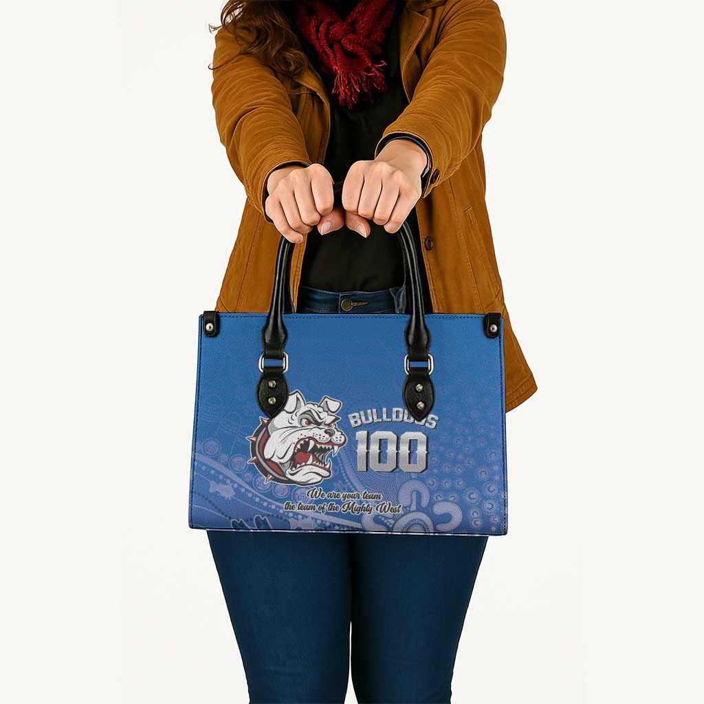 Bulldogs 100-year Anniversary Leather Bag Simple Aboriginal Motif - Aussie Hoodie