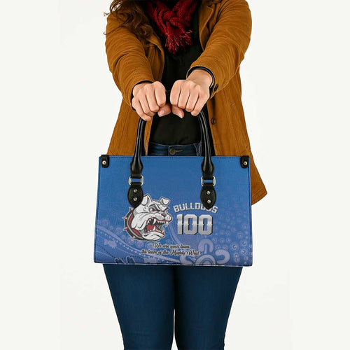 Bulldogs 100-year Anniversary Leather Bag Simple Aboriginal Motif - Aussie Hoodie
