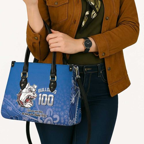 Bulldogs 100-year Anniversary Leather Bag Simple Aboriginal Motif - Aussie Hoodie