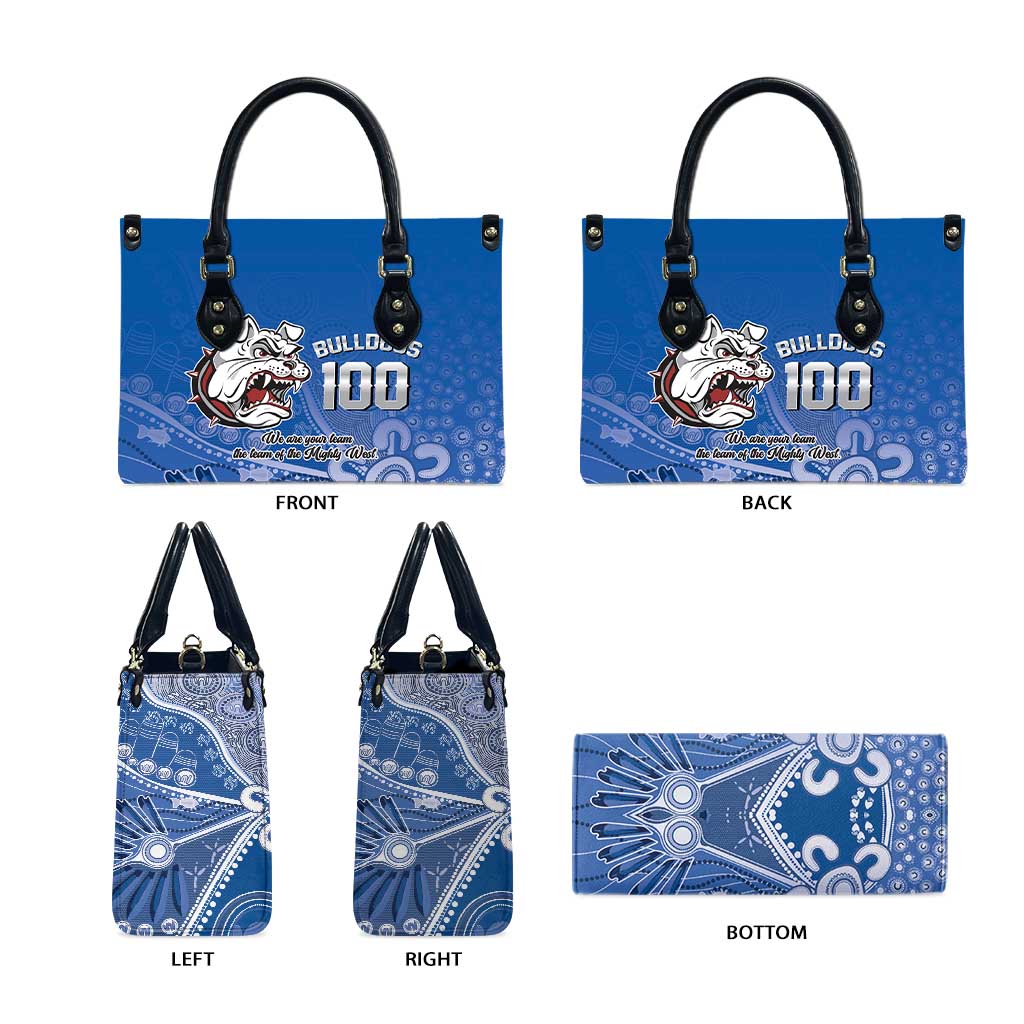 Bulldogs 100-year Anniversary Leather Bag Simple Aboriginal Motif - Aussie Hoodie