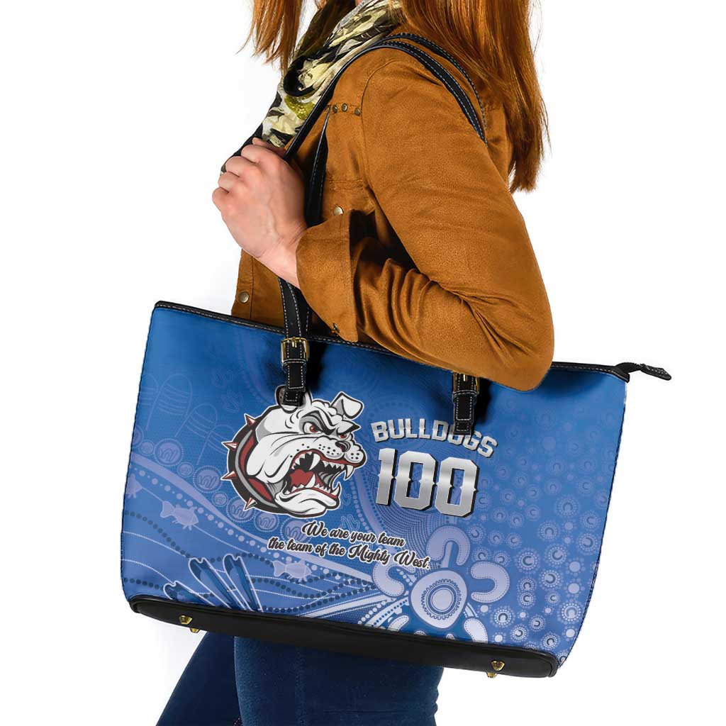 Bulldogs 100-year Anniversary Leather Tote Bag Simple Aboriginal Motif - Aussie Hoodie