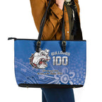 Bulldogs 100-year Anniversary Leather Tote Bag Simple Aboriginal Motif - Aussie Hoodie