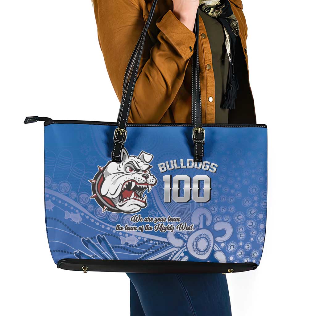 Bulldogs 100-year Anniversary Leather Tote Bag Simple Aboriginal Motif - Aussie Hoodie